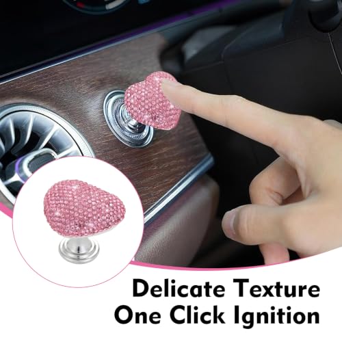 Bling Car Start Button, Crystal Heart-Shaped Engine Push Start - Product Imagery