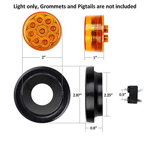 Partsam 20Pcs 2 inch Round Amber 9Led Side Marker Turn Signal - Product Imagery