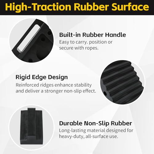 MaxxHaul Solid Rubber Wheel Chock 2-Pack | 8" x 4" x 6" - Product Imagery