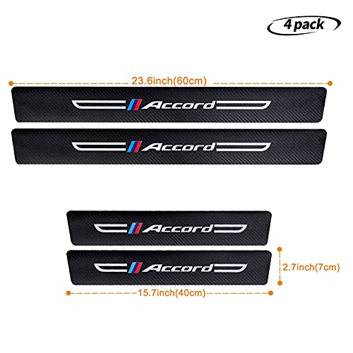 4PCS Carbon Fiber & Textured Leather Car Door Sill Protectors, - Product Imagery