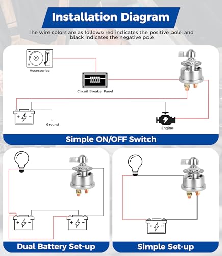 12-48V Master Battery Disconnect Switch, On/Off High Current - Product Imagery