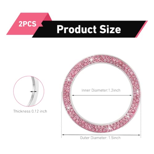 2PCS Car Push Start Button Cover Ring, Diamond Rhinestone Push - Product Imagery