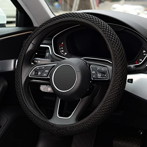 KAFEEK Elastic Stretch Steering Wheel Cover, Universal 15 Inch, - Product Imagery
