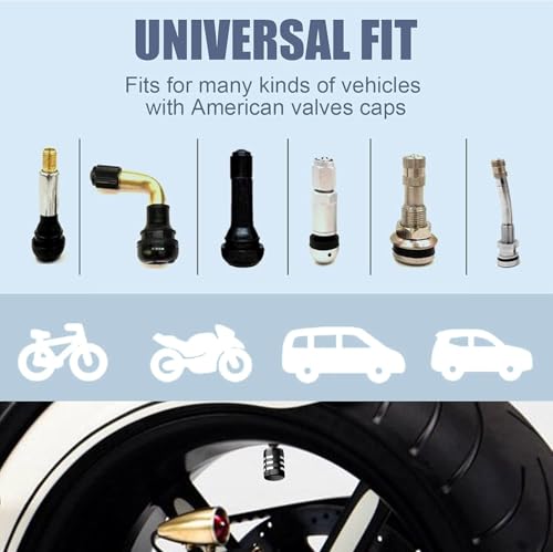 DECURCAR Tire Valve Stem Caps 5 Pack American Flag - Black - Product Imagery