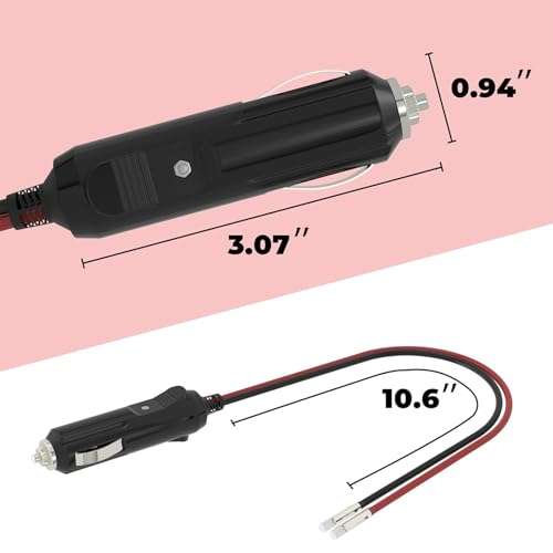 BFXM 12V Cigarette Lighter Plug with 16AWG 1FT Wire (2 Pack) - Product Imagery