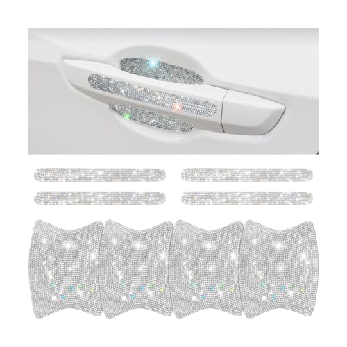 Mandark 8PCS Rhinestone Door Handle and Cup Stickers, White - Product Imagery