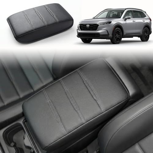Armrest Cover for 2023-2026 Honda CRV Black with Grey Stitch - Product Imagery