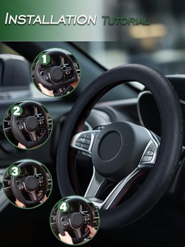 LRITER Car Steering Wheel Cover, Non-Slip Silicone Material, - Product Imagery