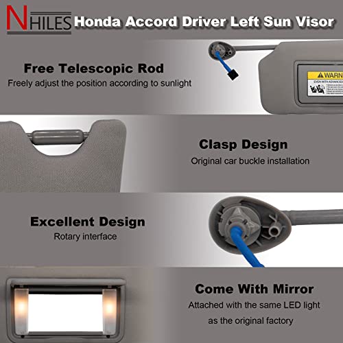 NHILES Left Driver Side Sun Visor Compatible with Honda Accord - Product Imagery