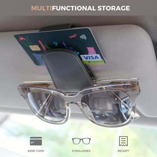 Magnetic Leather Car Sunglass Holder, Visor Sunglasses Holder - Product Imagery
