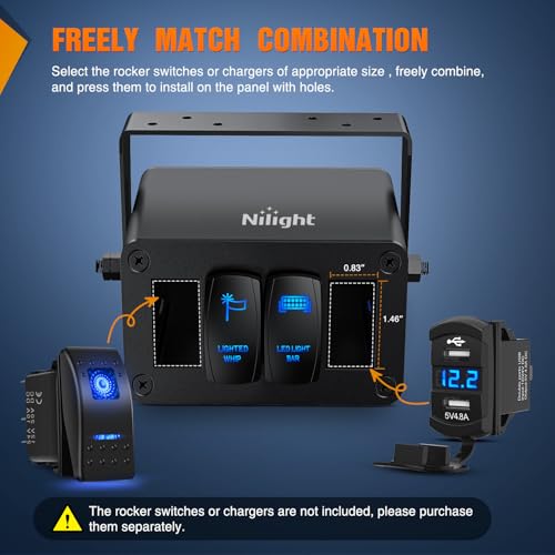 Nilight 4 Gang Rocker Switch Box Detachable Housing 4 Holes - Product Imagery