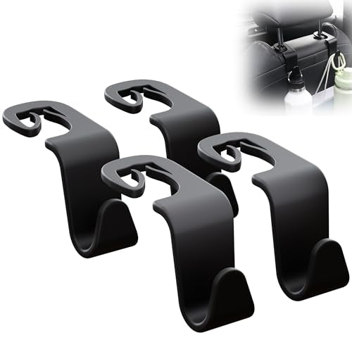 SodaRide Car Seat Headrest Hook 4 Pack,Purse Holder Hook for Car - Product Imagery