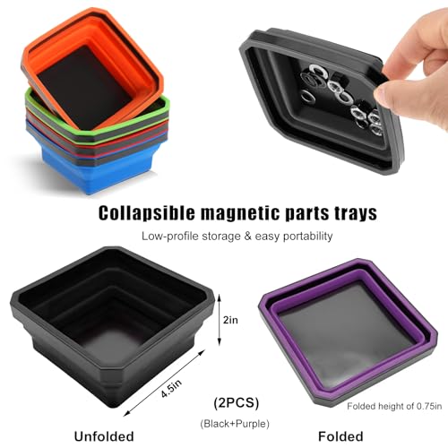 Yourkar Collapsible Magnetic Parts Tray, 4.5 Inch Foldable - Product Imagery