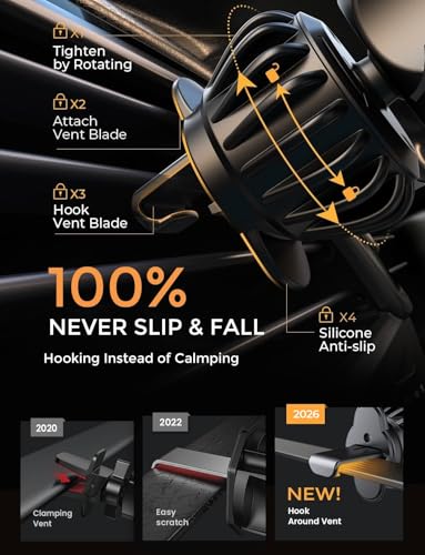 AINOPE Air Vent Phone Mount for Car [Drop-in Grip]Gravity Phone - Product Imagery