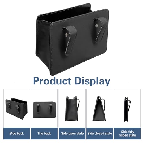 Car Trash Can,Leather Vehicle Trash Bin with 1 Roll Trash Bag, - Product Imagery