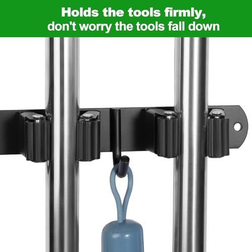 voze 5 Racks and 4 Hooks Mop and Broom Holder Wall Mount, Self - Product Imagery
