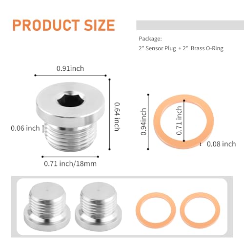 2PCS M18x1.5 Sensor Plug Inner Hex Head with Brass - Product Imagery