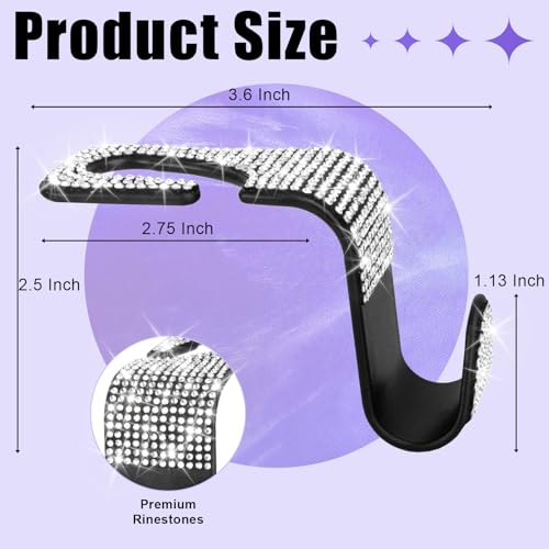 BFXM 6 Pack Car Seat Headrest Hooks,Car Accessories Bling White - Product Imagery
