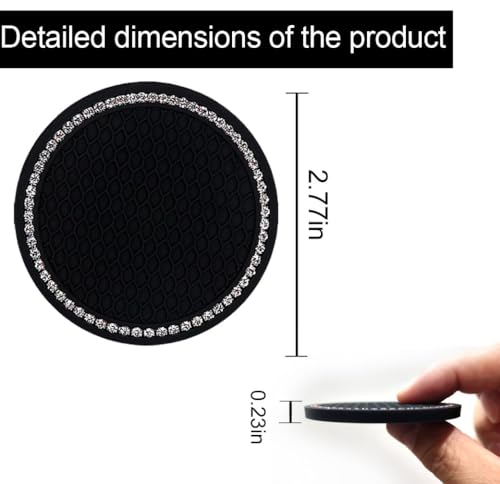 Bling Car Cup Coaster, 2.75 Inch Anti Slip Shockproof Embedded - Product Imagery
