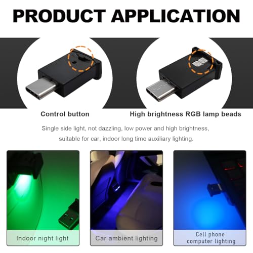 Wevdn 2 PCS USB Type C LED Ambient Light, Adjustable Brightness - Product Imagery