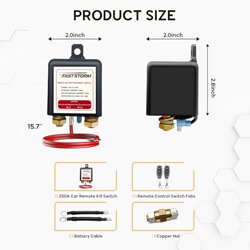 Side Post Remote Battery Disconnect Switch 12V, 250A Negative - Product Imagery