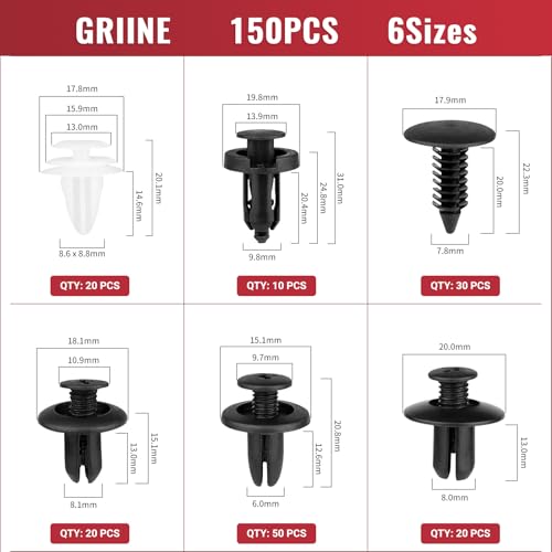 150PCS Car Clips & Plastic Rivets, 6 Popular Sizes Auto Body - Product Imagery