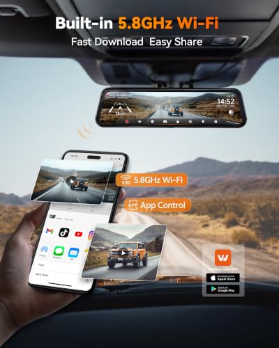 WOLFBOX G900 Tripro Bumper 3 Channel 4K Mirror Dash Cam,8MP - Product Imagery
