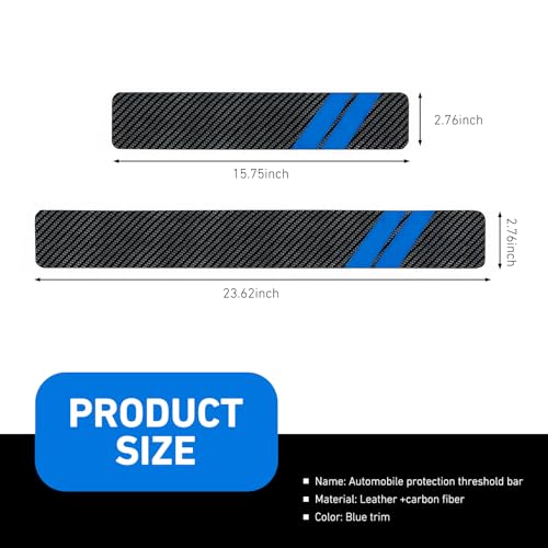 4PCS Car Door Sill Protector, Carbon Fiber Leather Auto Door - Product Imagery