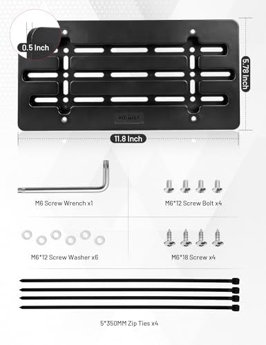 RED WOLF Front License Plate Holder No Drill Holes Frame - Product Imagery