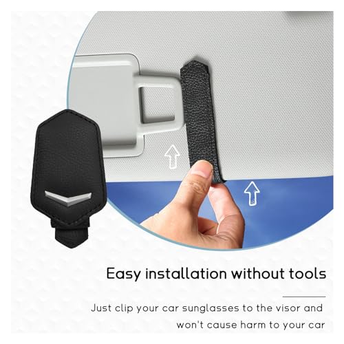 Dickno Sunglasses Holder for Car Sun Visor, Magnetic Leather - Product Imagery