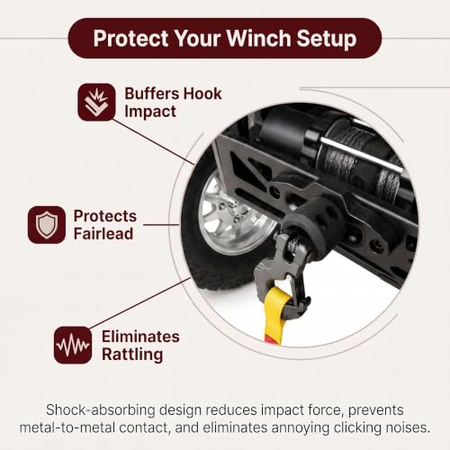 Winch Cable Hook Stopper, Heavy Duty Rubber Rope Line Saver, - Product Imagery