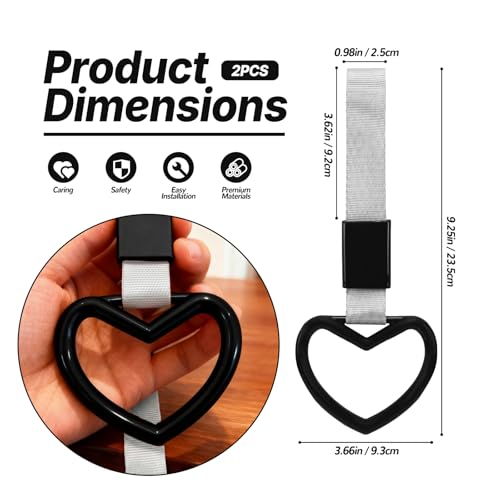 2 Pcs Heart Shaped Car Handle Strap – JD M Drift Charm Rear - Product Imagery