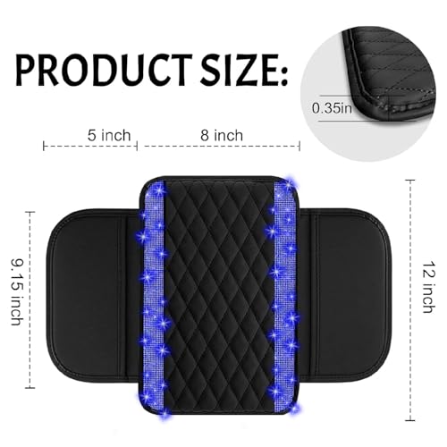 NBTEPEM Bling Car Center Console Cover, Leather Car Arm Rest - Product Imagery