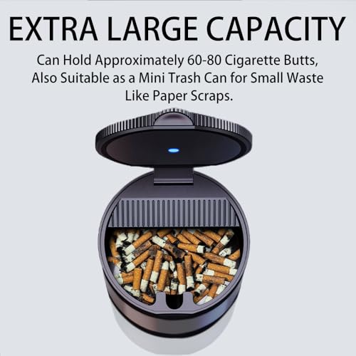 Ashtray with Lid,Smokeless Ashtray for Cup Holder Smell - Product Imagery