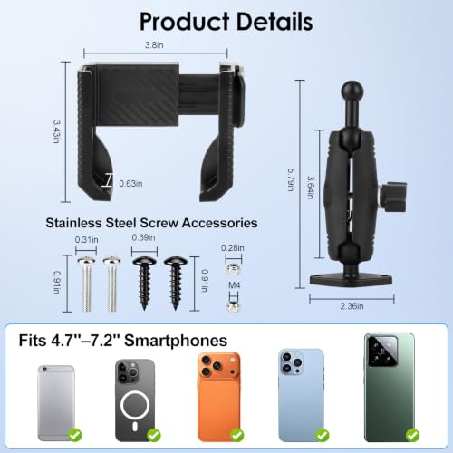 EEEKit Screw Mount Phone Holder: AMPS Base Boat Truck UTV Phone - Product Imagery