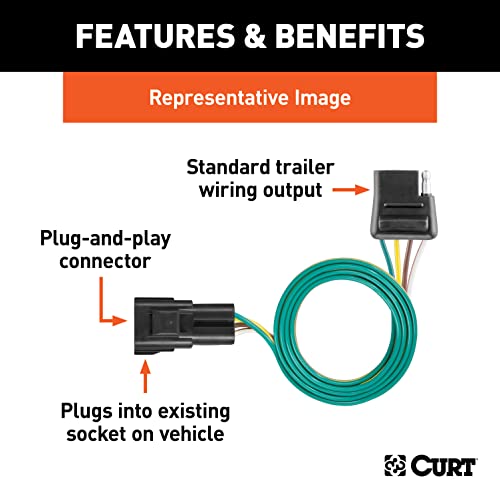 CURT 56012 Vehicle-Side Custom 4-Pin Trailer Wiring Harness for - Product Imagery