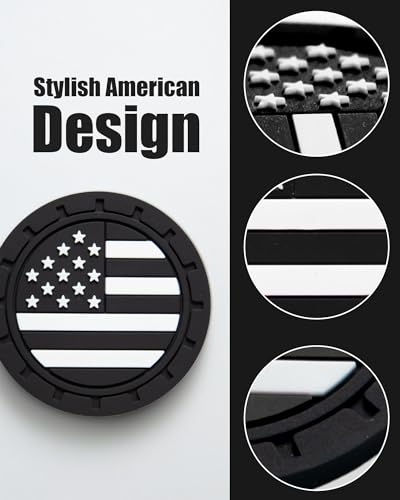 Car Cup Holder Coasters 4 Pack - American Flag 2.75 Inch Anti - Product Imagery