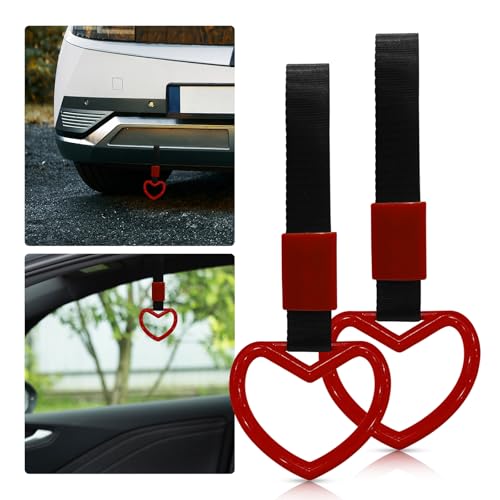 2 Pcs Heart Shaped Car Handle Strap – Drift Charm Rear Bumper - Product Imagery