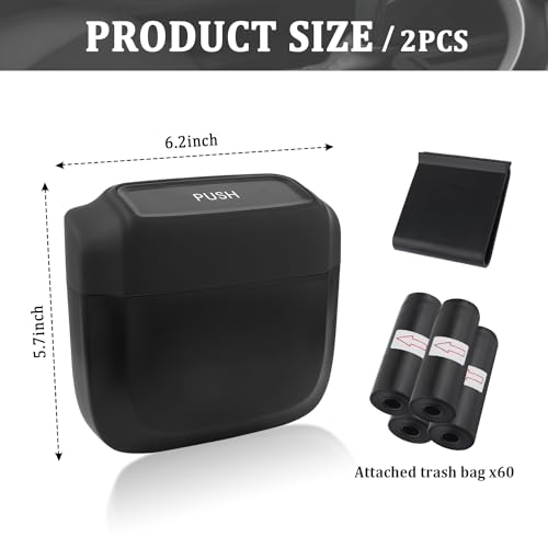 IHOTDER 2PCS Car Trash Can with Lid + 60PCS Garbage Bags,Mini - Product Imagery