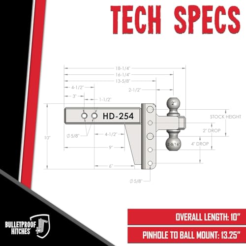 BulletProof Hitches - 2.5" Adjustable Heavy Duty Trailer Hitch - Product Imagery