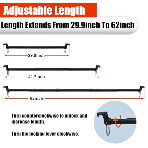 Car Clothes Hanger Bar, 30-63 Inches Expandable Heavy Duty Car - Product Imagery