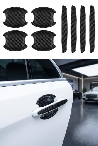 8 PCS Car Door Handle Protector, PU Leather Carbon Texture Car - Product Imagery