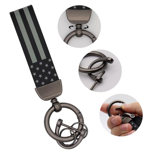 Elegananccy American USA Flag Car Keychain with Zinc Alloy Ring, - Product Imagery
