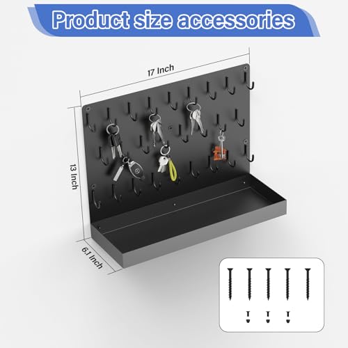 Key Holder for Wall, Metal Key Rack with 26 Hooks, 17" x13" Wall - Product Imagery