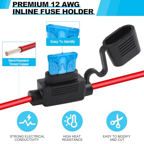 Cooclensportey 4 Pack 12AWG Waterproof Inline Fuse Holder - Product Imagery