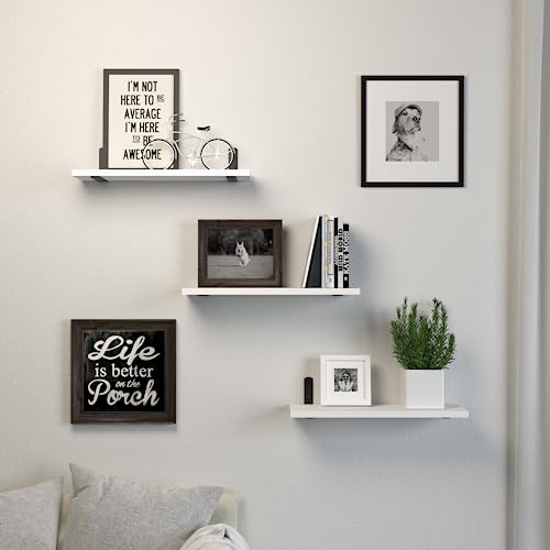 DOLLFIO Floating Wall Shelves, Decor & Storage, White, 16.5'', - Product Imagery