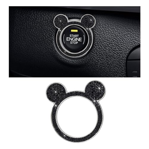 Augeny Bling Car Engine Start Button Cover, Rhinestone Key - Product Imagery