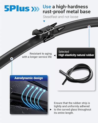 5 PLUS Custom-Fit Wipers fits 2013-2020 Ford Fusion Wiper Blades - Product Imagery