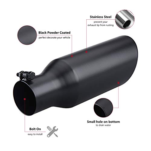 LCGP 2.5 Inch Inlet Exhaust Tip 2.5" x 4" x 12" Black Exhaust - Product Imagery