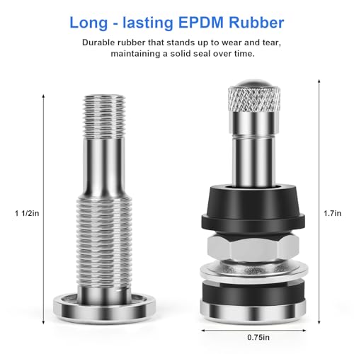 6-Pack TR416 Tire Valve Stems, High Pressure 200 PSI Tubeless - Product Imagery